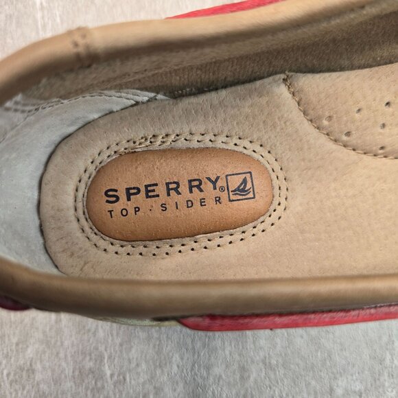 Sperry Slip On Loafers Size 7.5 Tan Leather Preppy Nautical Comfort Boat Shoes - Picture 10 of 10